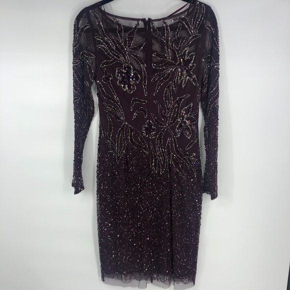 Adrianna Papell Purple Sequin Cocktail Dress 4 - Picture 4 of 8